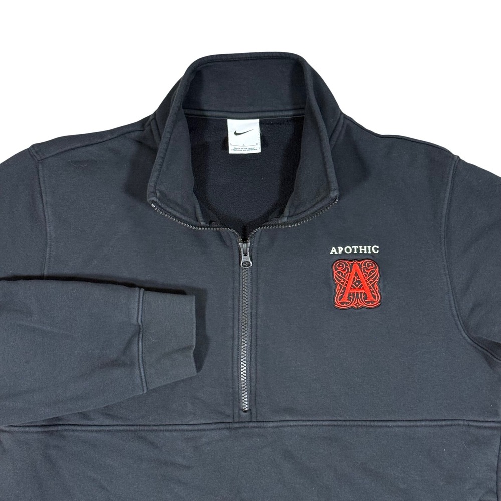 Nike‎ Apothic 1/4 Zip Pullover Sweatshirt Large Black Club Fleece DX8718-010